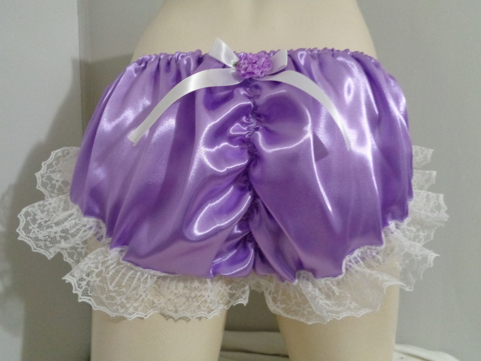adult sissy lavender* *frilly men satiny bikini panties bloomer dress-up 33-47
