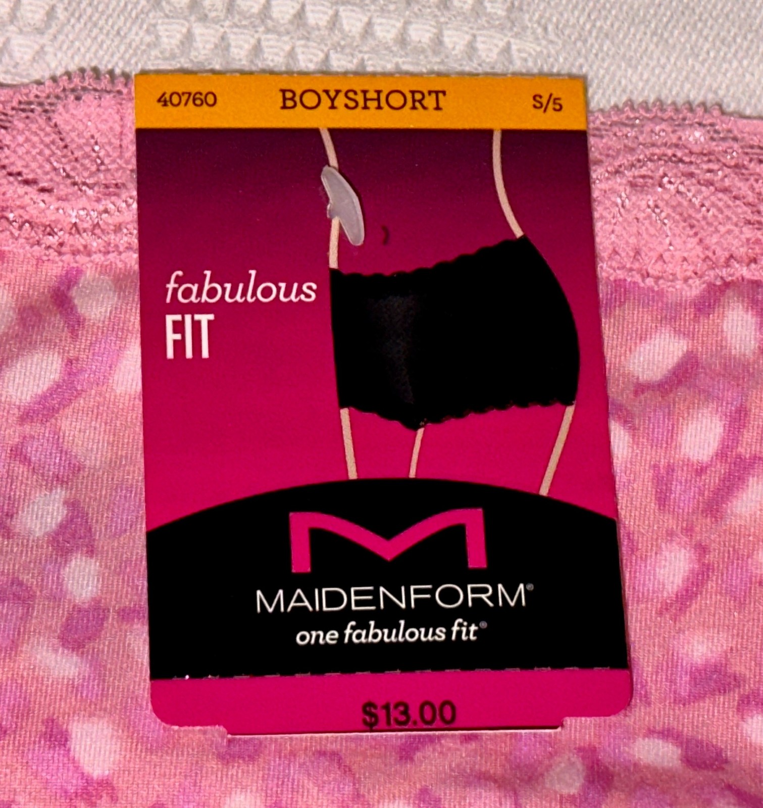 MAIDENFORM Fabulous Fit Classic Lace Trim Pink Boyshort Panty Women S 5 M 6 XL 8