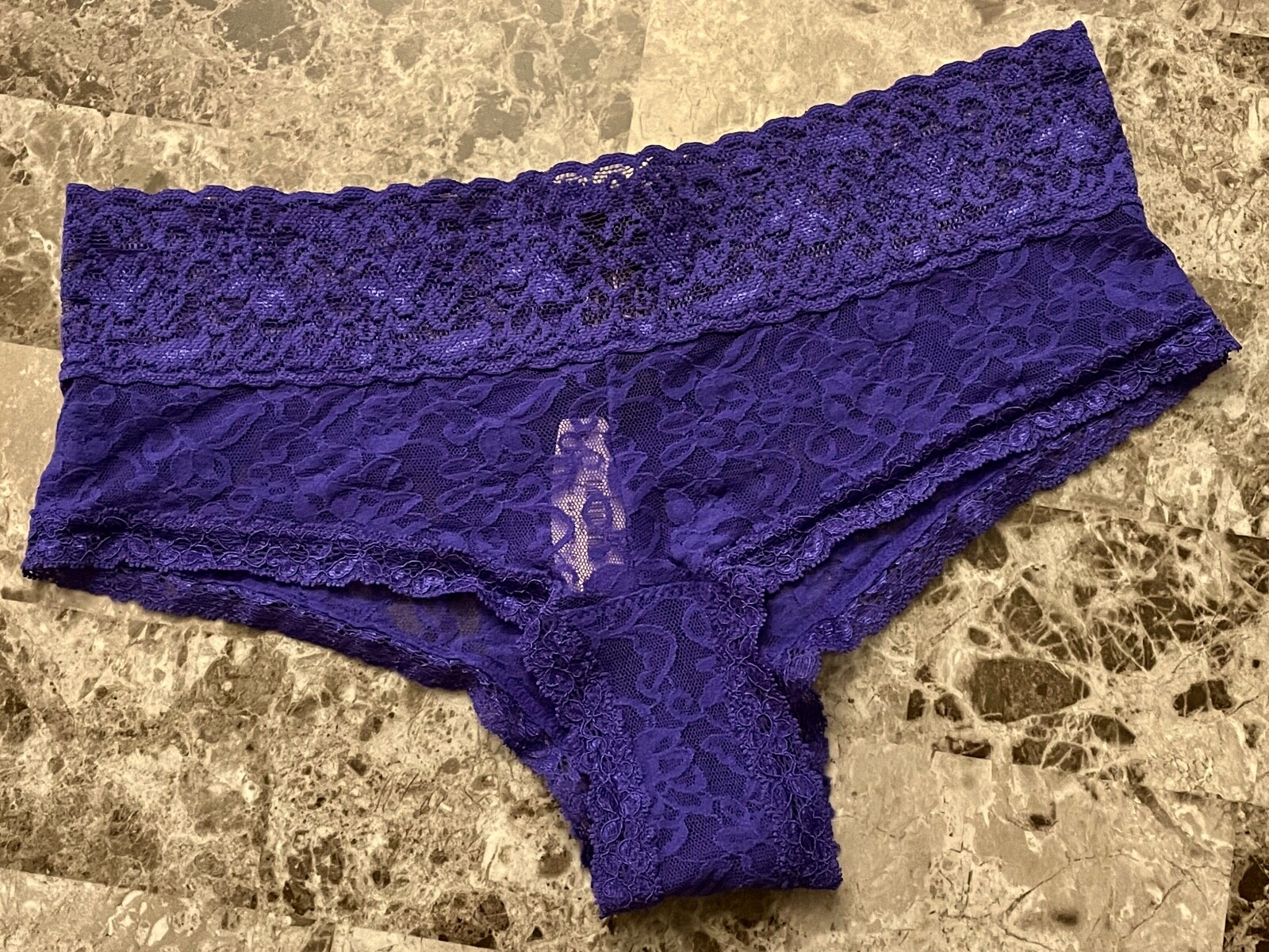 NWT VICTORIA’S SECRET THE LACIE S INDIGO PURPLE FLORAL LACE RARE CHEEKY PANTIES