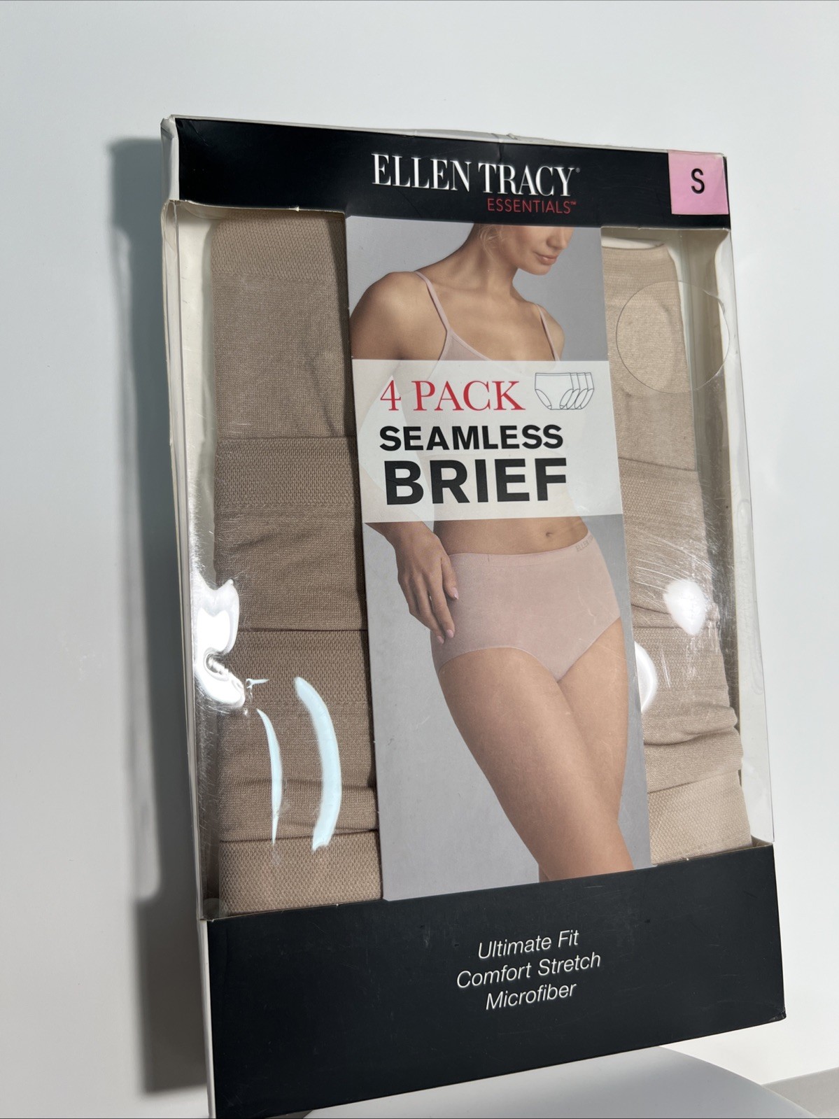 Ellen Tracy Ladies 4 Pack Seamless Briefs Size S Sunbeige