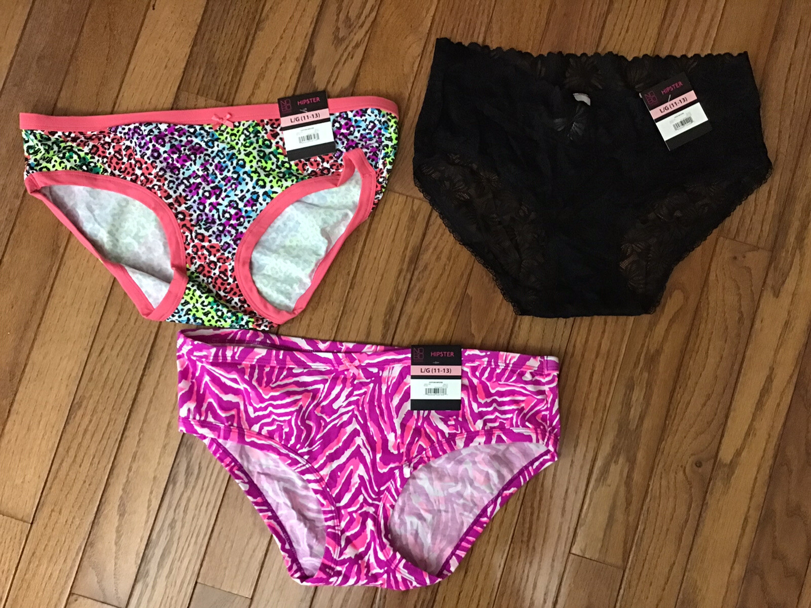 NWT NOBO No Boundaries Hipster Panties Size Large (LOT OF 3 Hipsters) (C15-1)