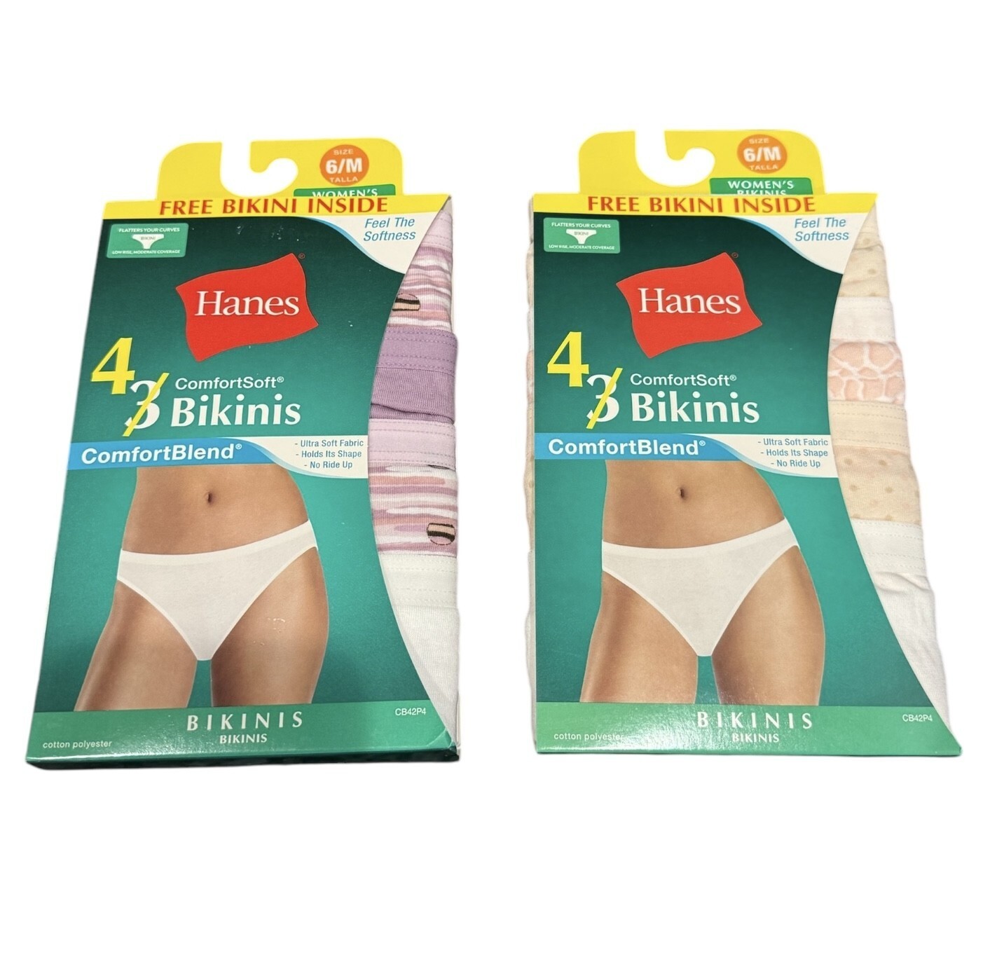 Lot Of 2 Packs Hanes Comforsoft Bikinis Size 6/M No Ride Up Tagless 8 Pair Total