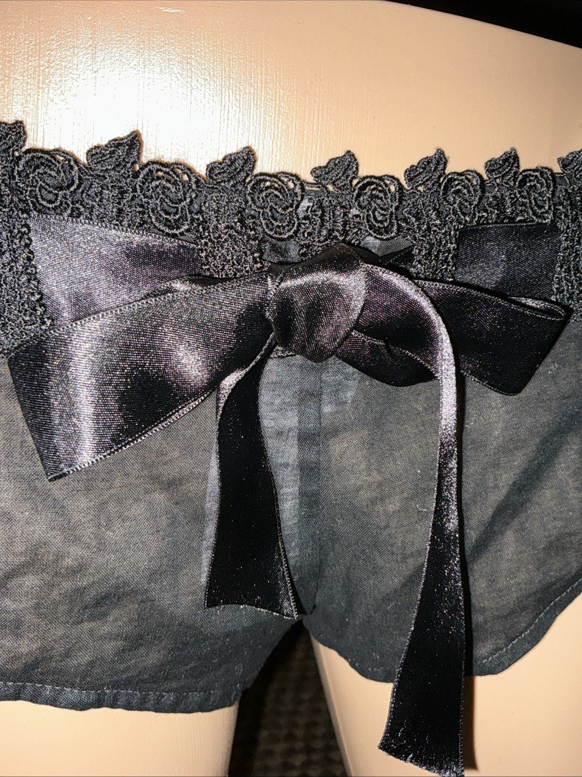 NWT Intimissimi BLACK Floral Front Ribbon ACC’T Bikini COTTON Panties US: Small