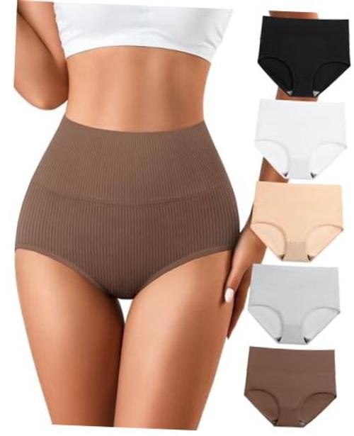 Womens Underwear Cotton High Waisted 3X-Large-4X-Large A Multicolored, 5 Pack