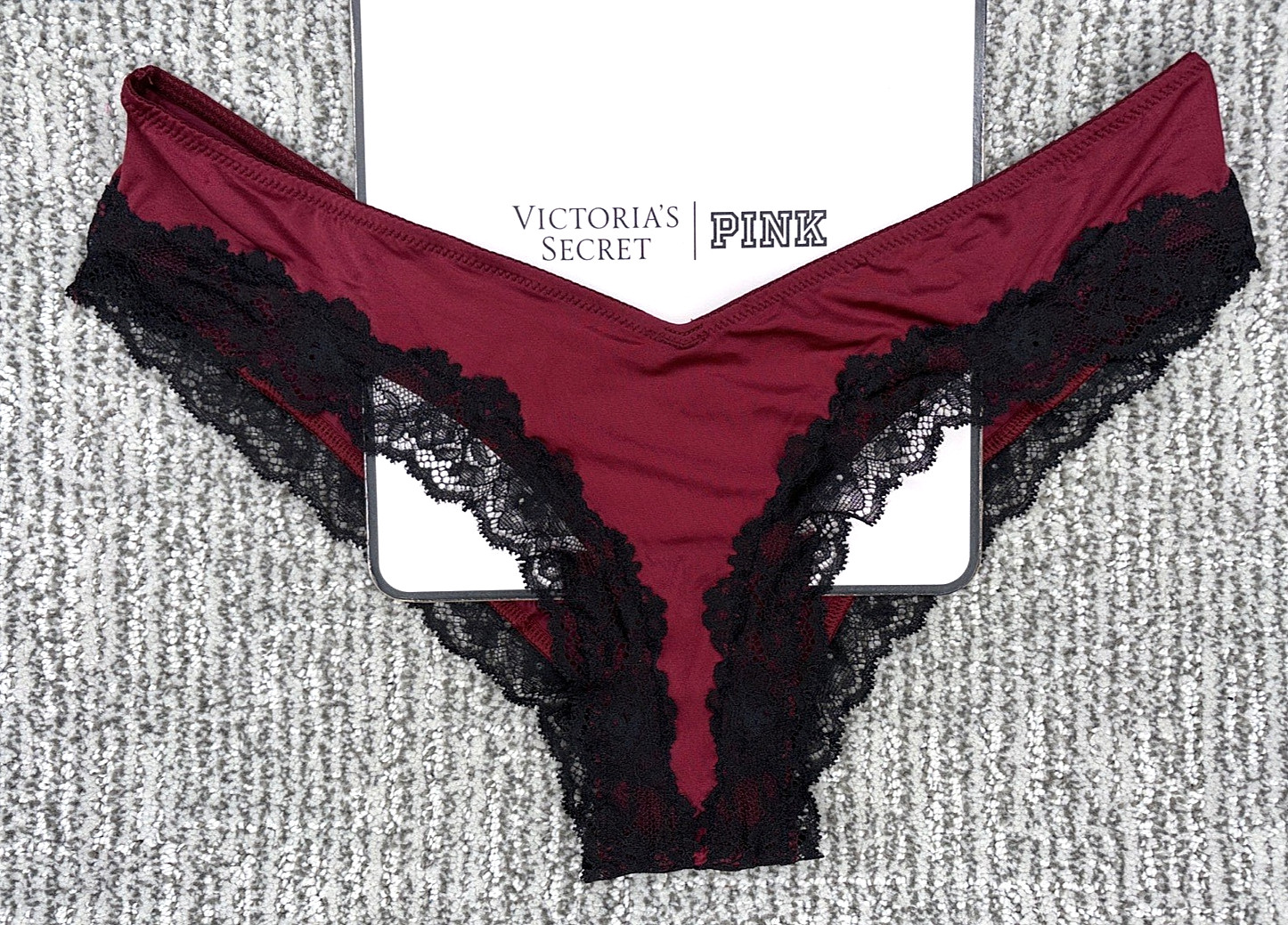 Victoria’s Secret Very Sexy NWT Small Red Lace Trim High Leg Cheeky Panty