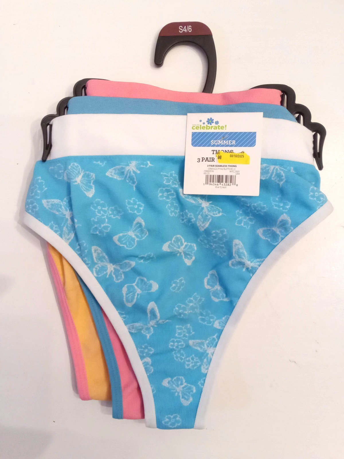 Celebrate Summer Thong Panty LOT size S Seamless Underwear Panties Butterfly