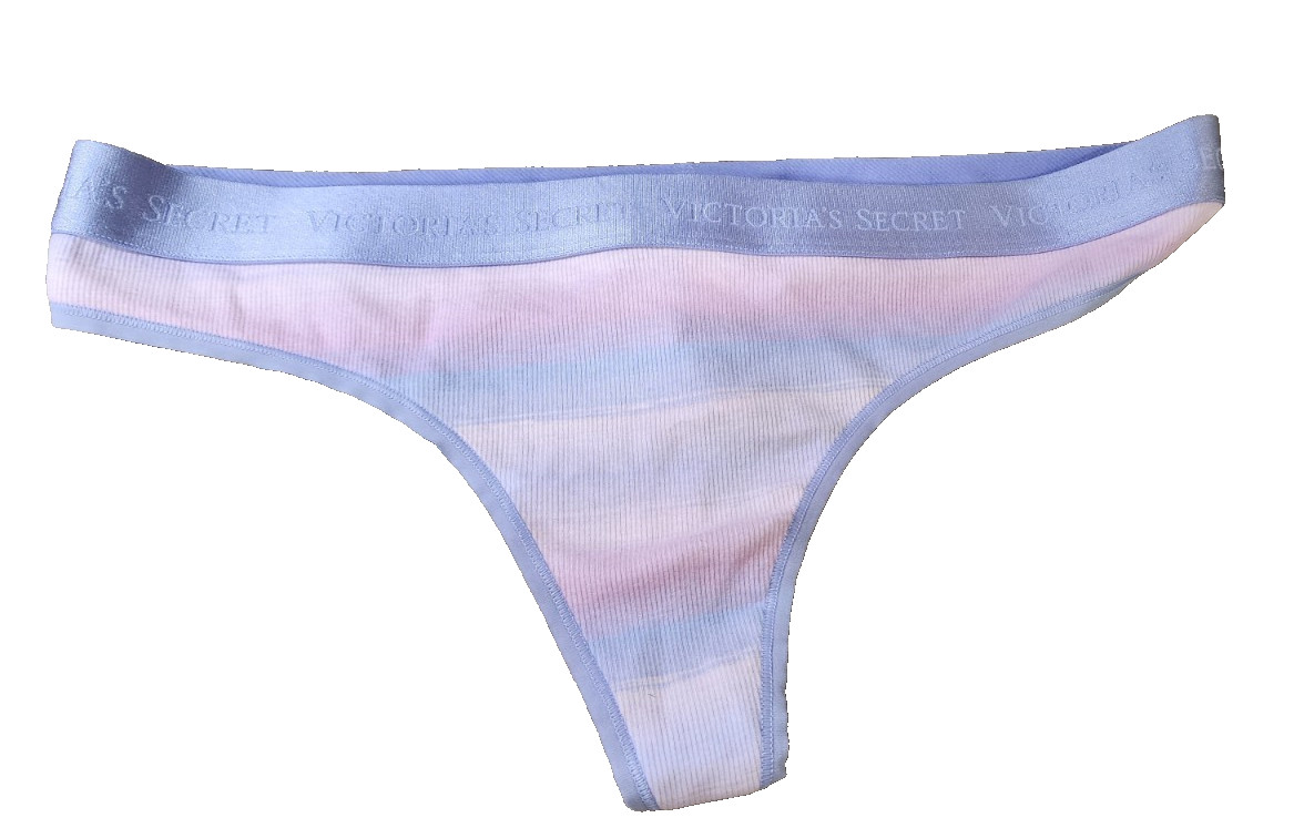 Victoria’s Secret Thong Panties Ombre Stripe Thick Waistband Ribbed Cotton XL