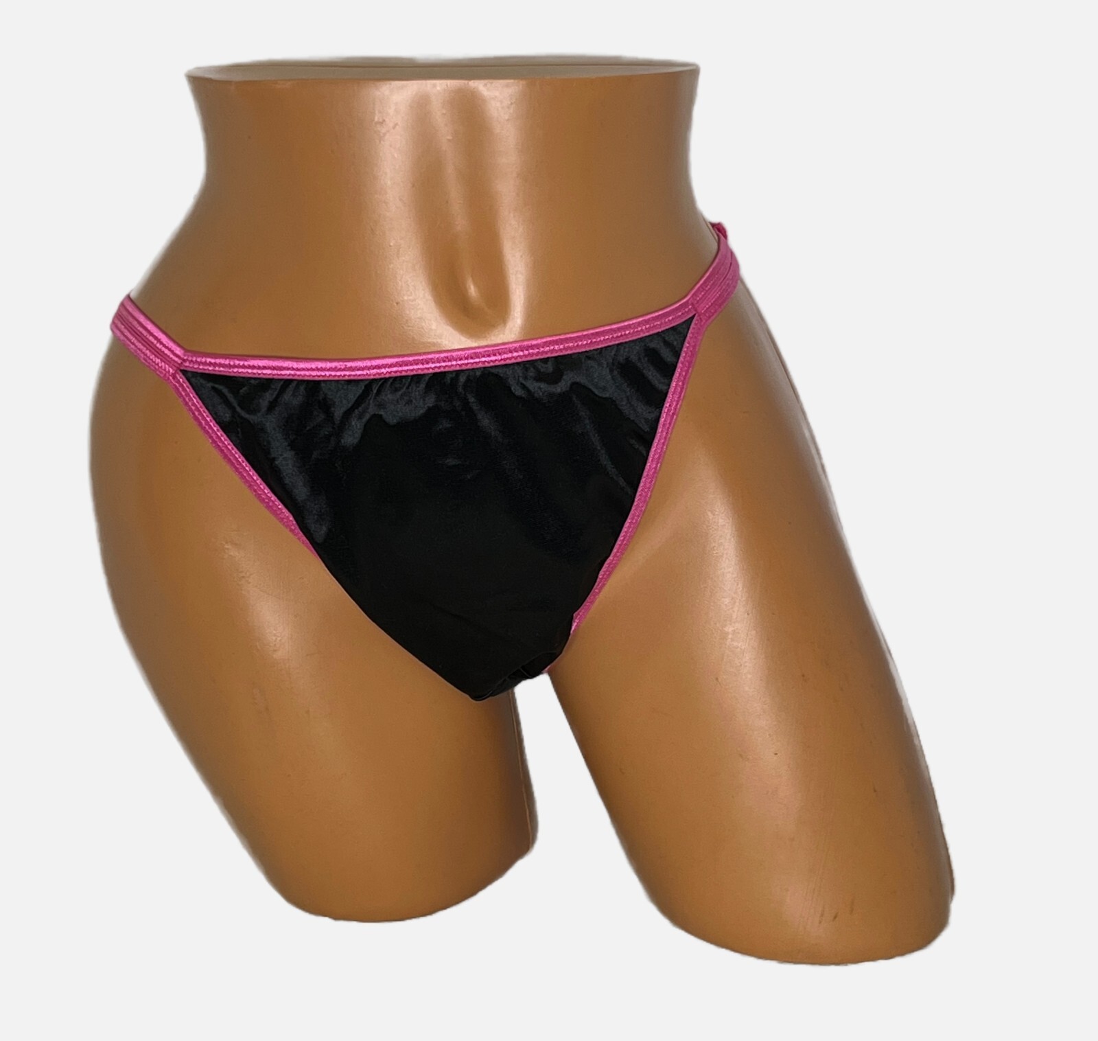 String Bikini Second Skin Satin Stretch Black Panties 2XL