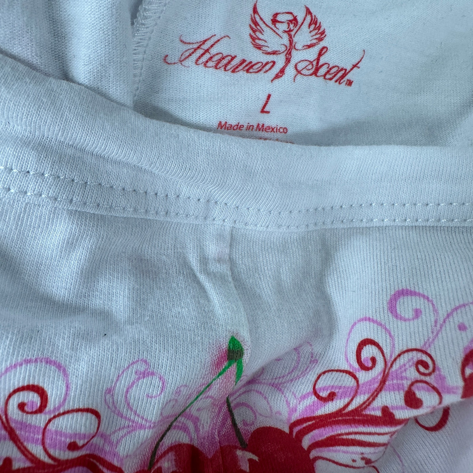 Heaven Scent Intimates White Cherry Heart Panty LARGE Boyshort Unique NEW