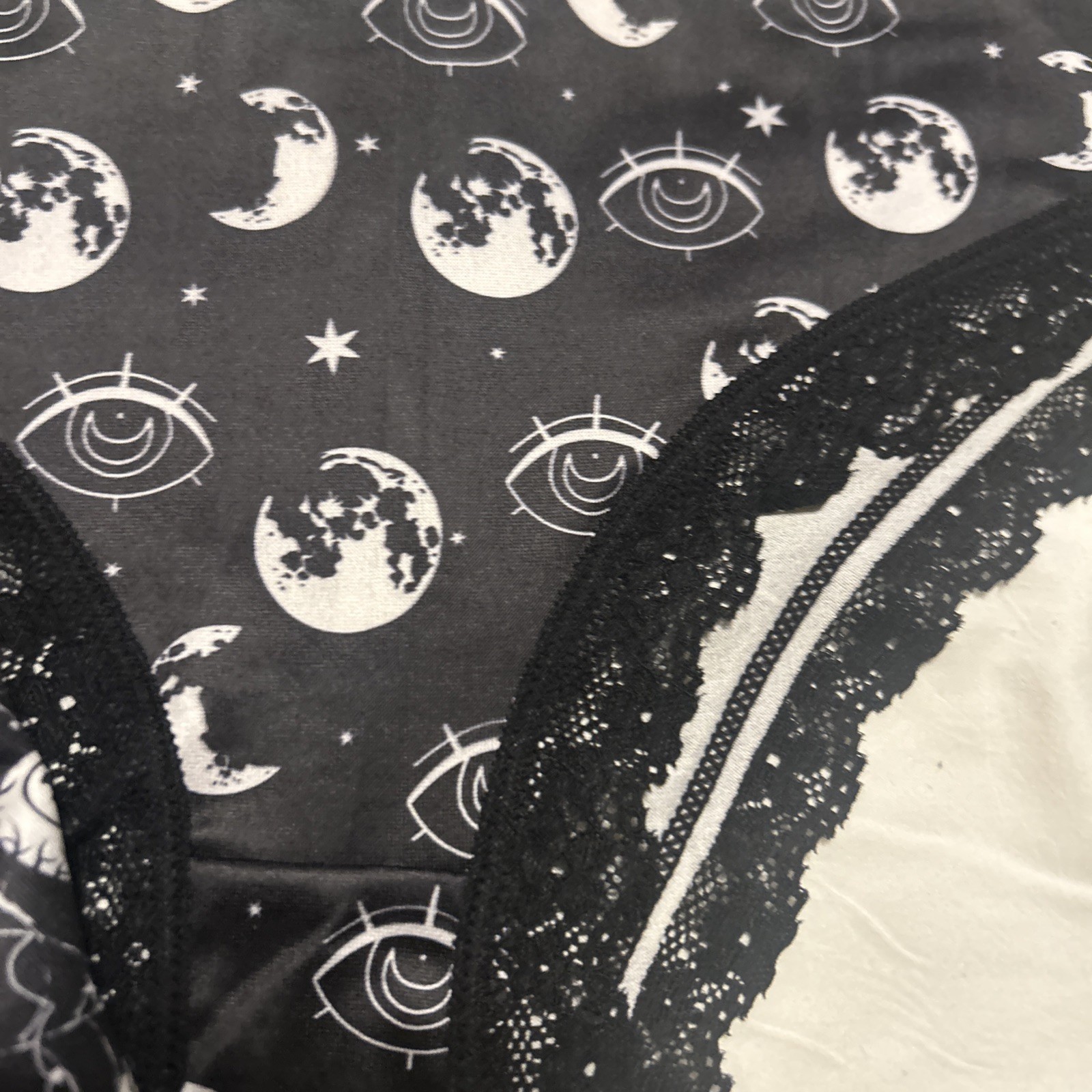 Morvia 3pk lace trim goth Emo panties S skulls Eyeballs Bones Moons Teeth New