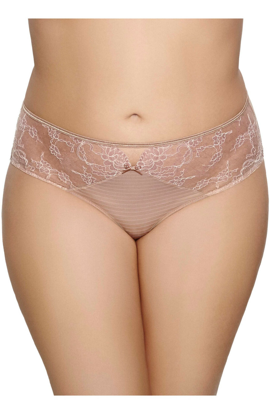 Ashley Graham Women’s Plus Size Keyhole Lace Panty, Cappuccino