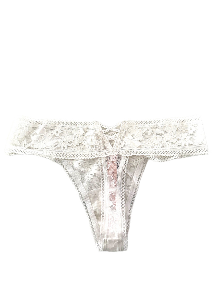 Victoria’s Secret The Lacie Lace Thong Panty Coconut White