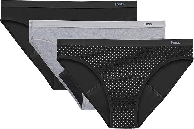 Hanes Women’s Comfort, Period. Underwear, Bikini Period Underwear, 3-pack