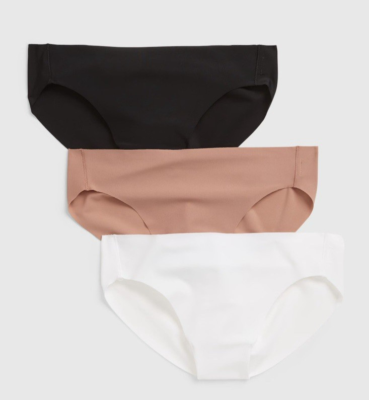 Gap Body 3-pack No Show Bikini Underwear Panties Womens XL black, Nude, White