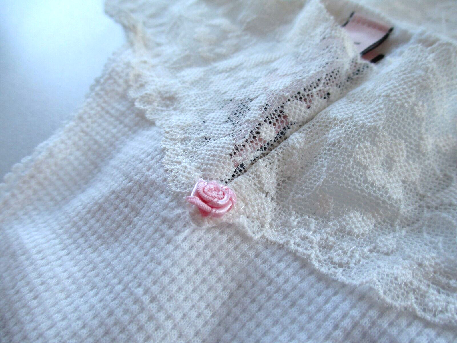 VICTORIA’S SECRET Thermal Thong Panty VS Coconut White M L Lace Waist NWT