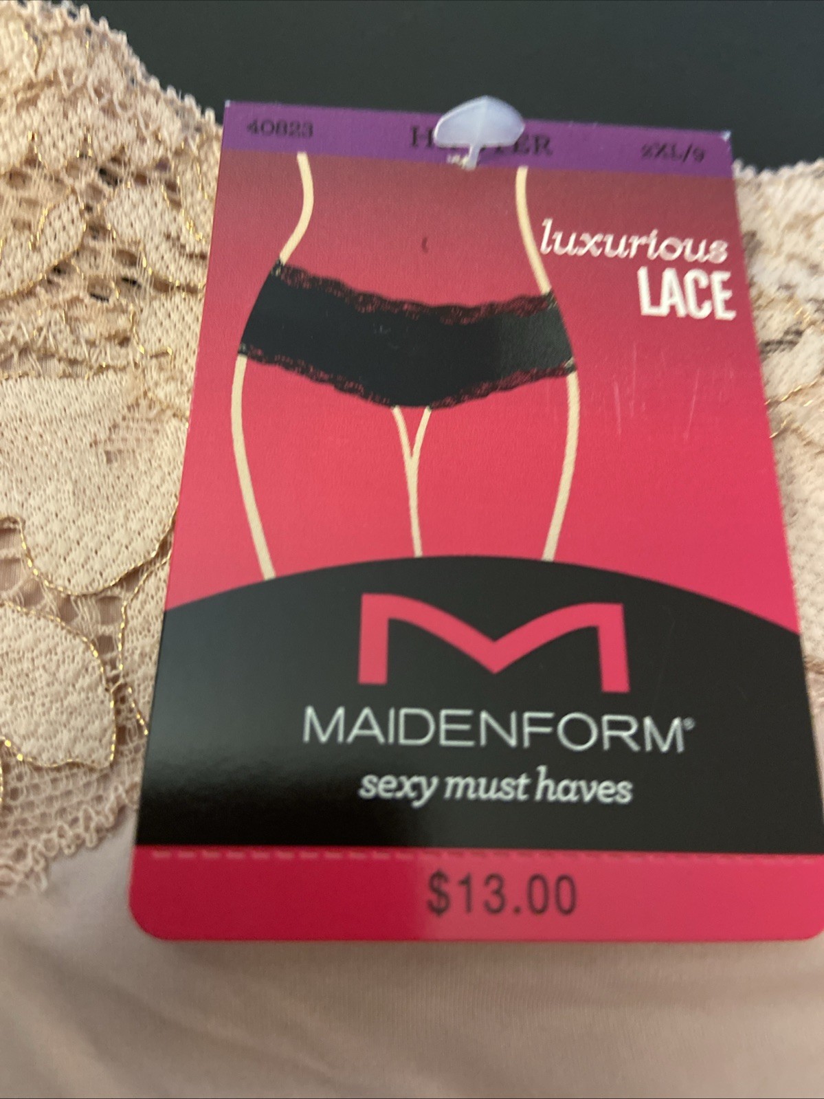 NEW! Maidenform Very Pale Pink Hipsters With Lace And Metallic Thread / 9 / 2XL