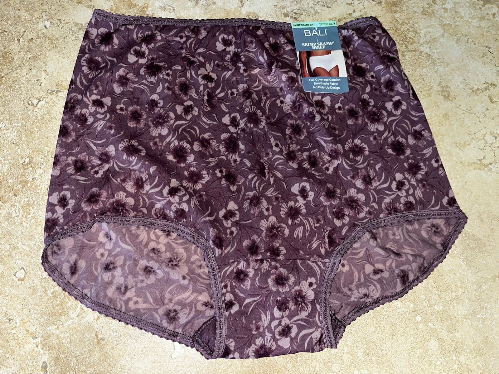 NWT BALI Floral Skimp Skamp Brief Panty XL 2633