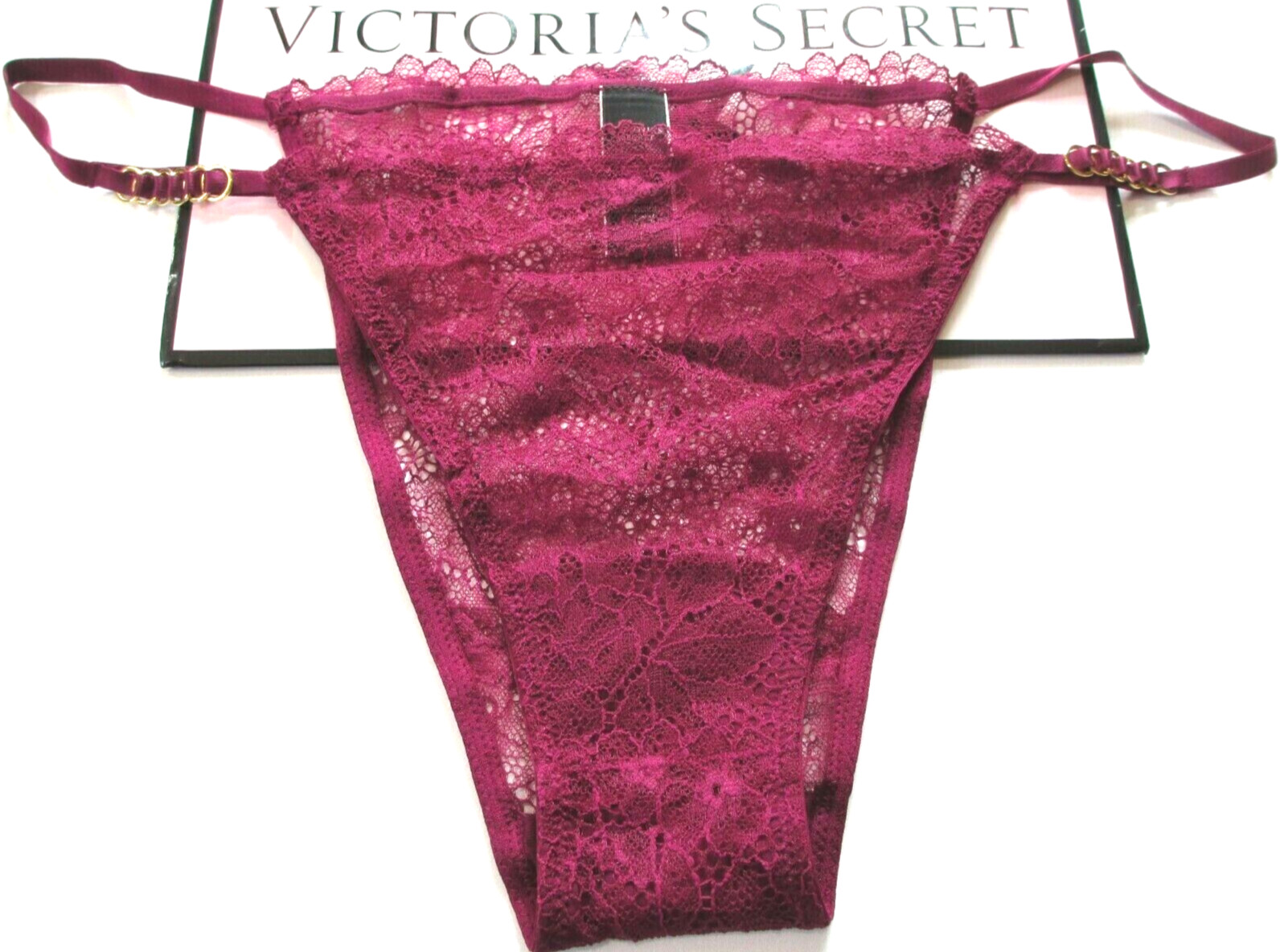 VICTORIA’S SECRET VERY SEXY Brazilian Panty L XL Lace Hardware Strap VS