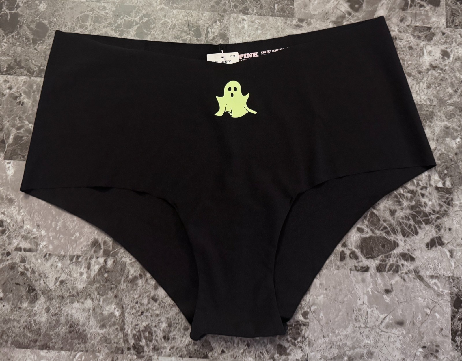 VICTORIA’S SECRET PINK GLOW IN THE DARK GHOST HALLOWEEN NO SHOW CHEEKY PANTIES