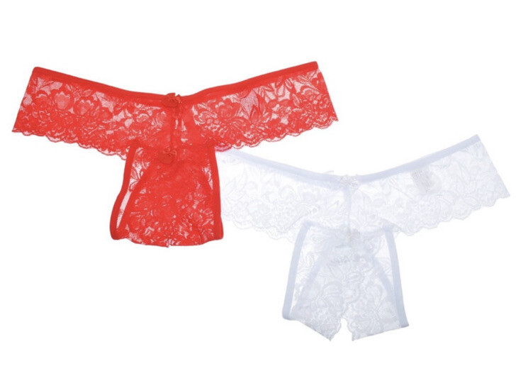 Angelina Lace Crotchless Thongs Size XL