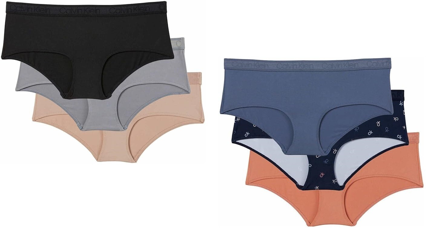 Calvin Klein Underwear Women Hipster Panties M-L-XL 3 Pack Microfiber Black Nude