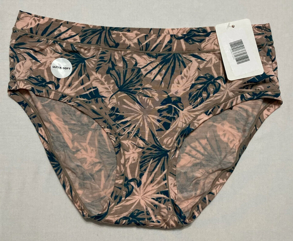 Alfani Ultra Soft Hipster Panty Underwear Tropical Leaves Multicolor L