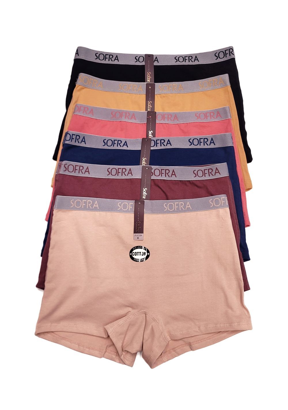 Sofra Women Soft Cotton Sports Boxer Brief Shorts Boyshorts Underwear Panties