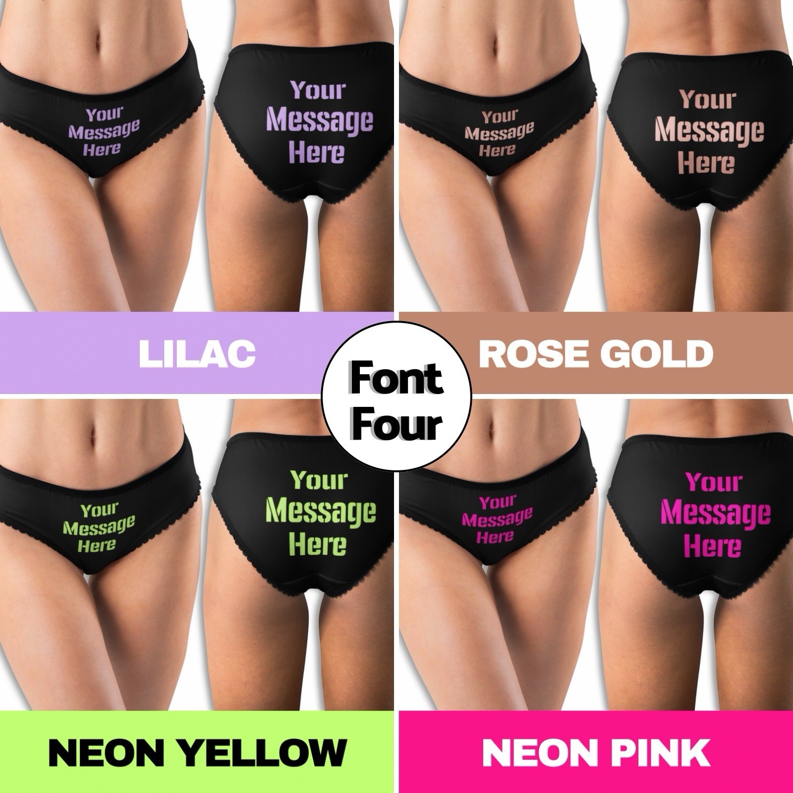 Custom Women’s Hipster Panties – Personalized Underwear – Choose Font & Color