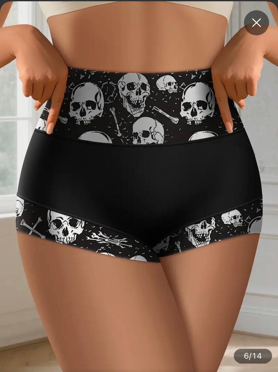 Women’s Sexy High-Waist Women’S Briefs Panties Gothic Style Lingerie Skull