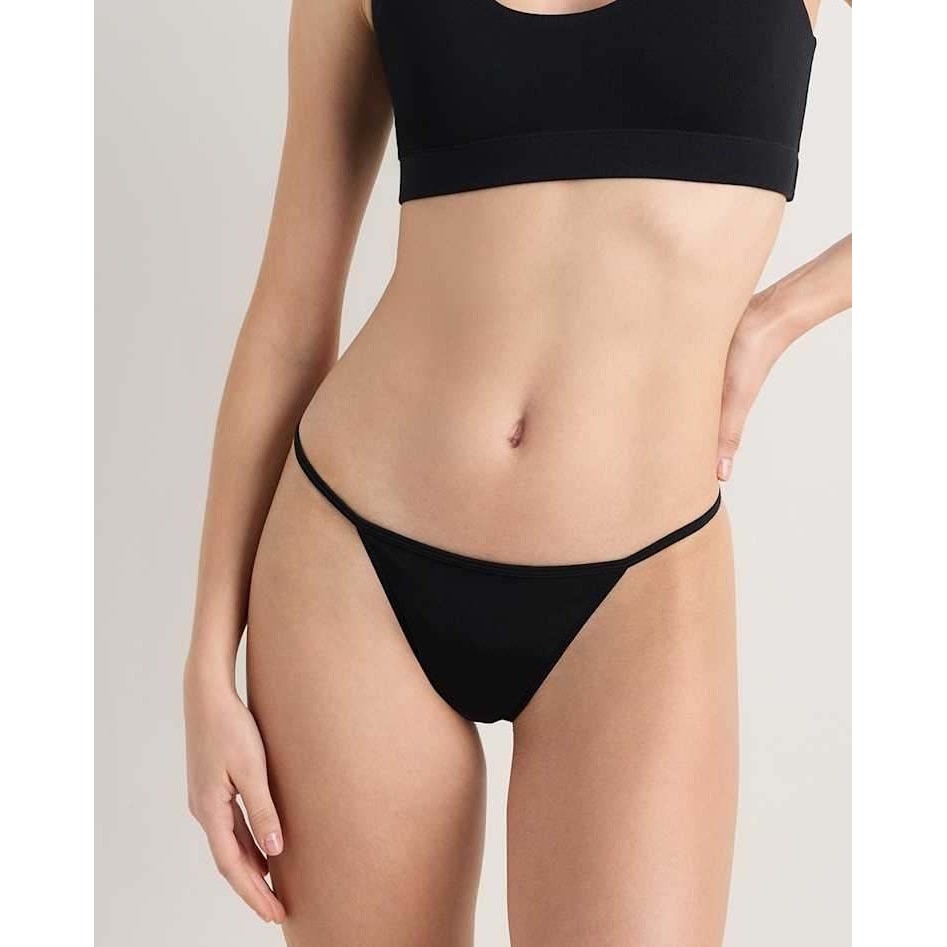 Quince Organic Cotton String Thong 6 Pack Black M Eco-friendly