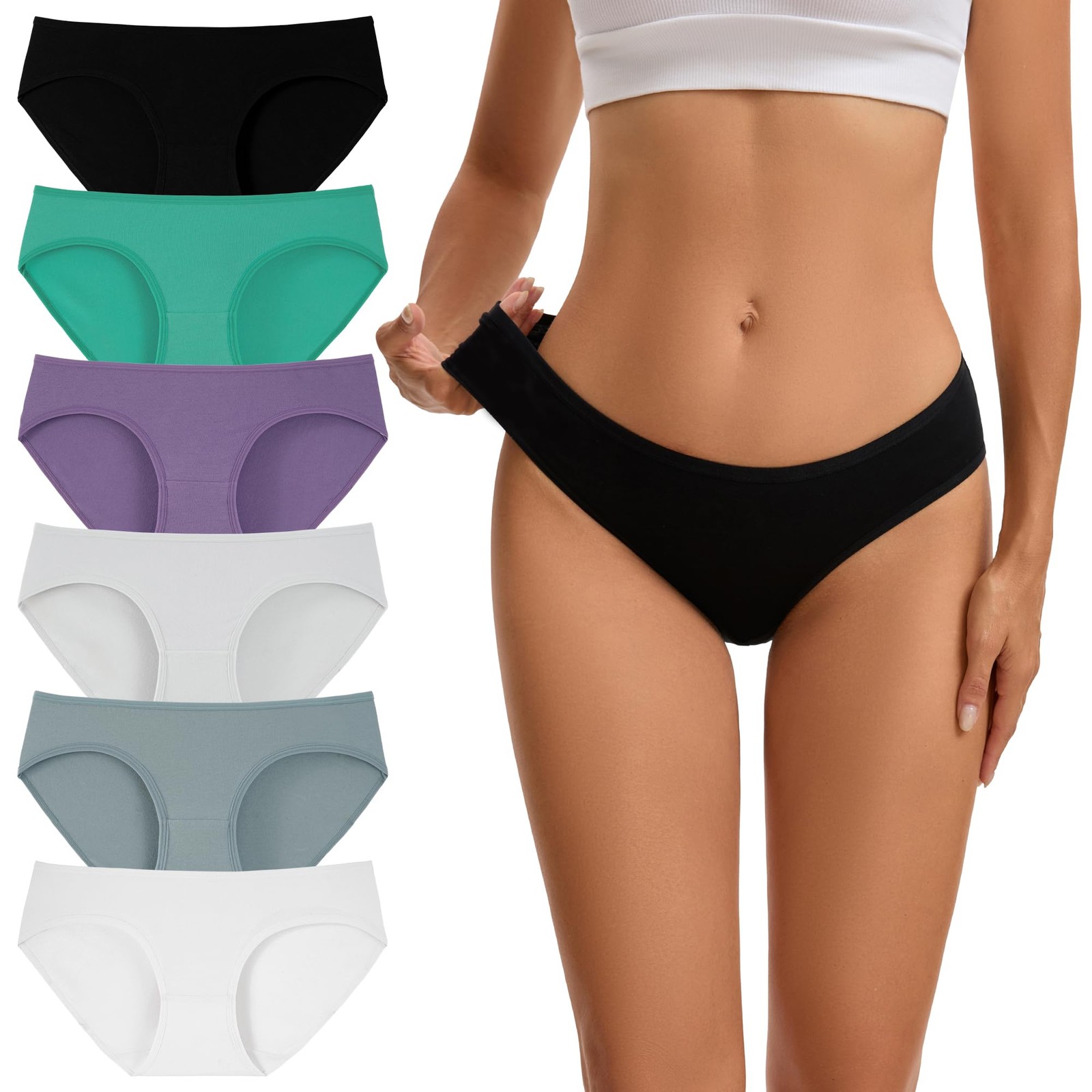 Womens Underwear Low Rise Cotton Hipster Panties Soft Breathable Ladies Brief…