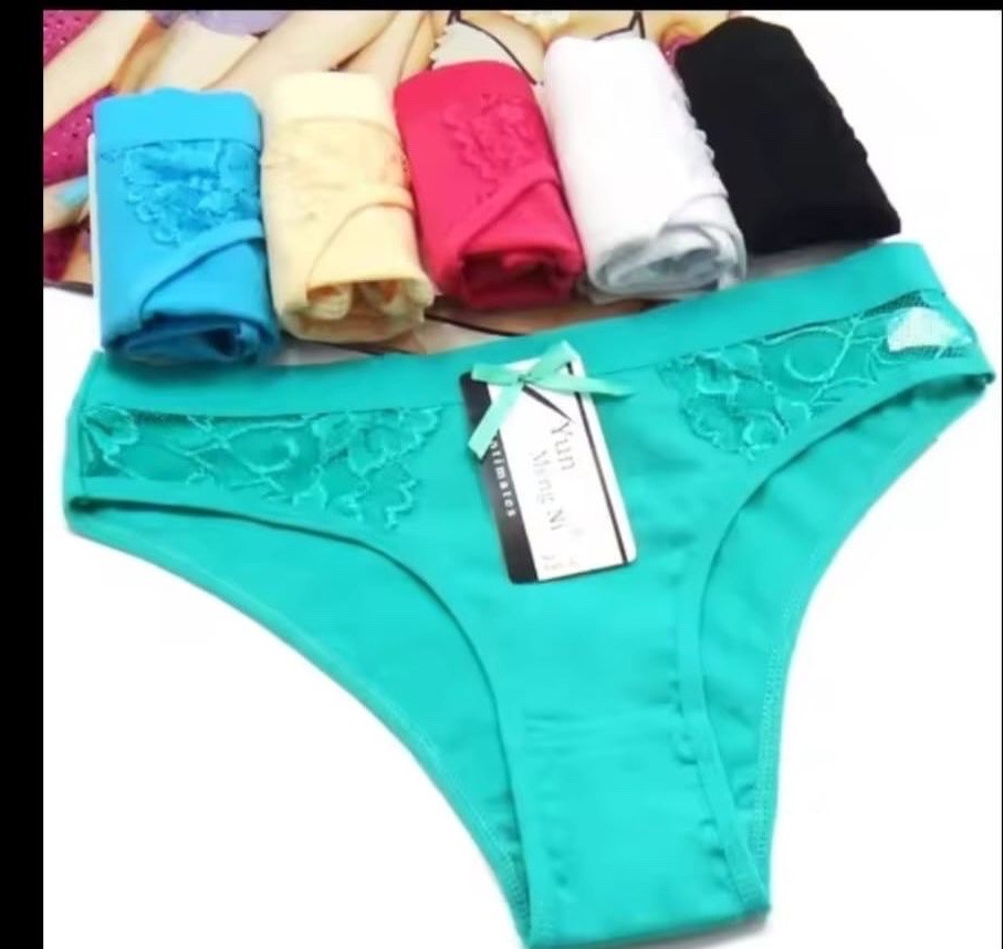 12pcs Women’s Green Lace Bikini Panties Bow Accent Regular Fit Underwear