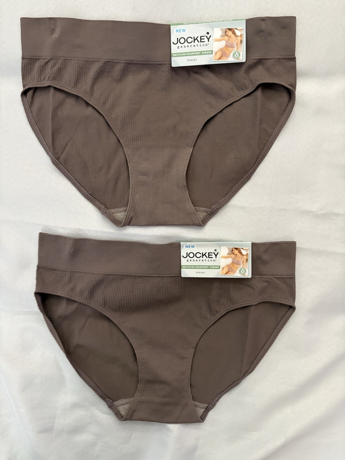 NEW Jockey Generation Recycled Seamfree Ribbed Bikini Panty 2 Pair Womens XLarge