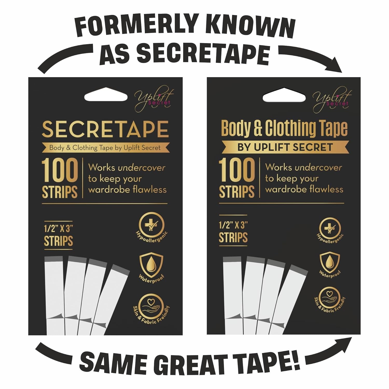 Uplift Secret Fashion Clothing Tape Double Sided 100 Count (Pack of 1), Clear