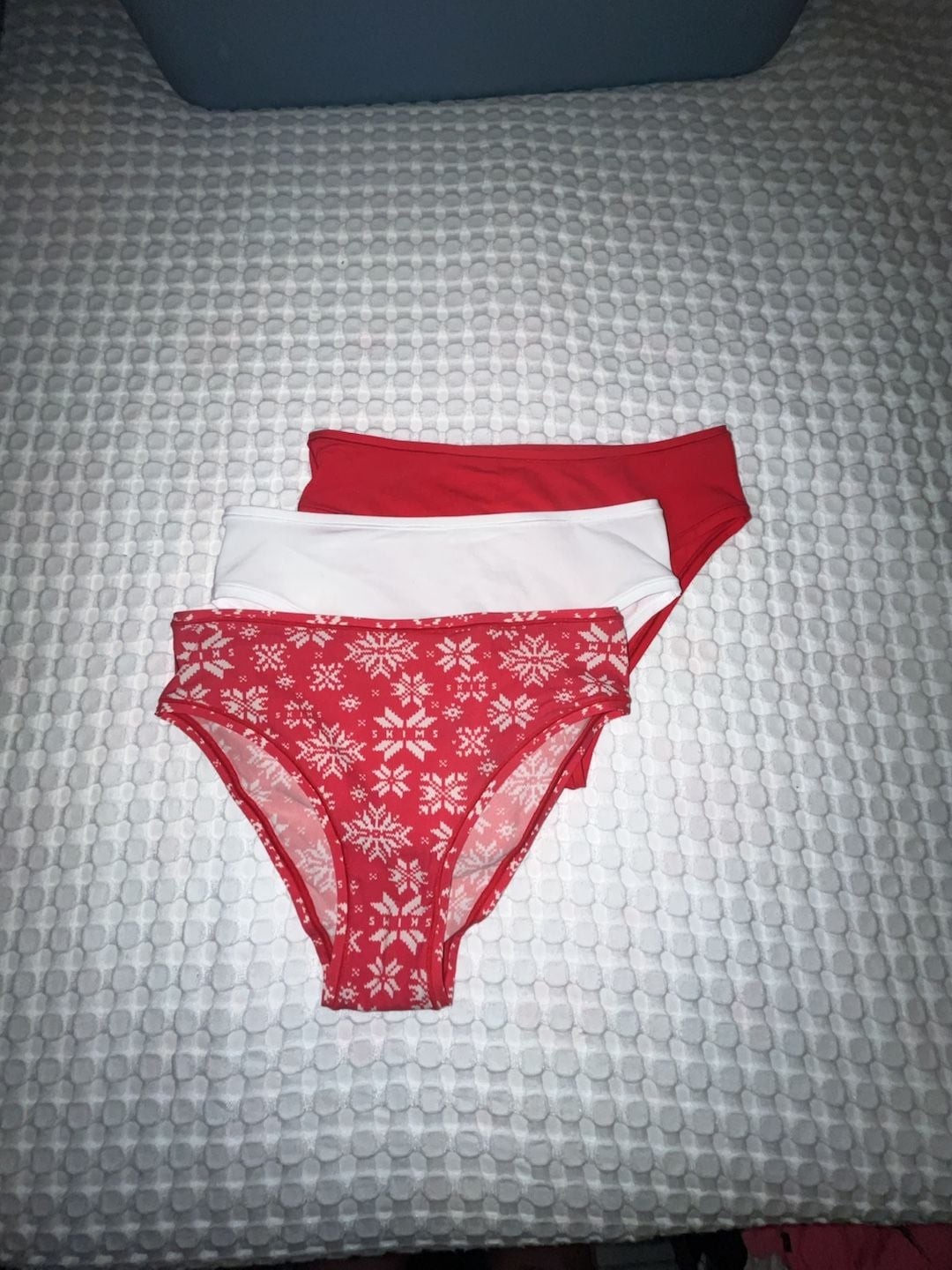 SKIMS Holiday Snowflake Print Seamless Mid-Waist Briefs, 3-Pack