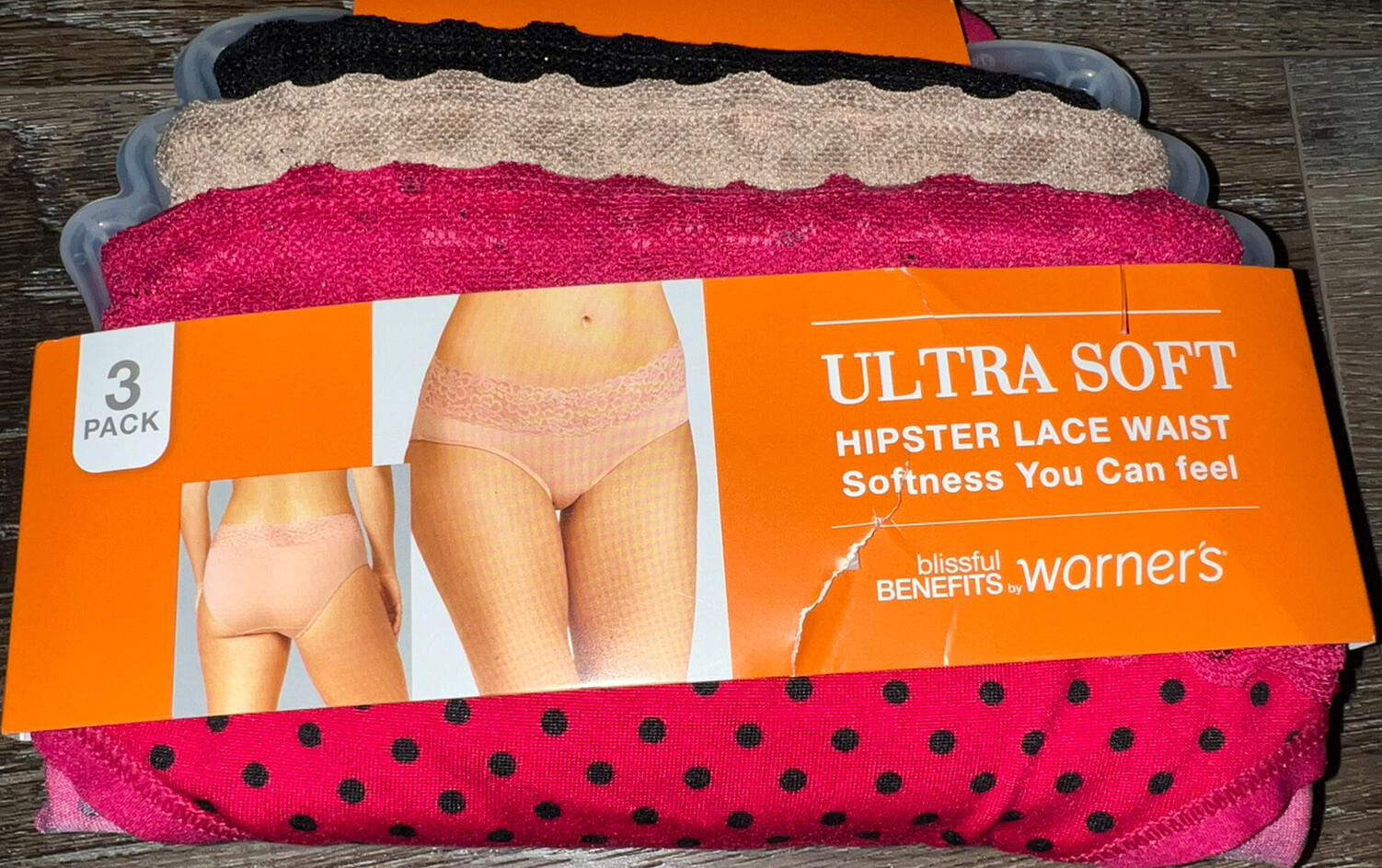 Warner’s Womens Hipster Underwear Panties Polyester Blend 3-Pair Lace (R) 3XL/10