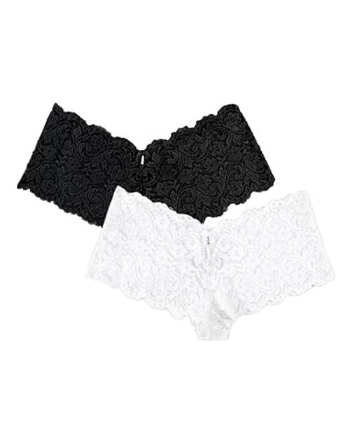 womens Signature Lace Cheeky Panty Large Black and White