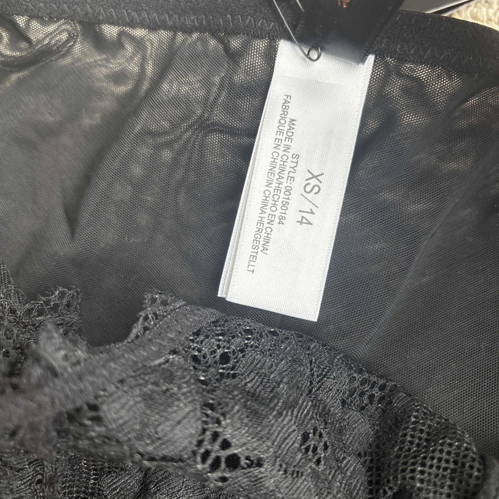 City Chic Boudoir Ladies Plus Alina Thong BLK 14/XS Lace NWT