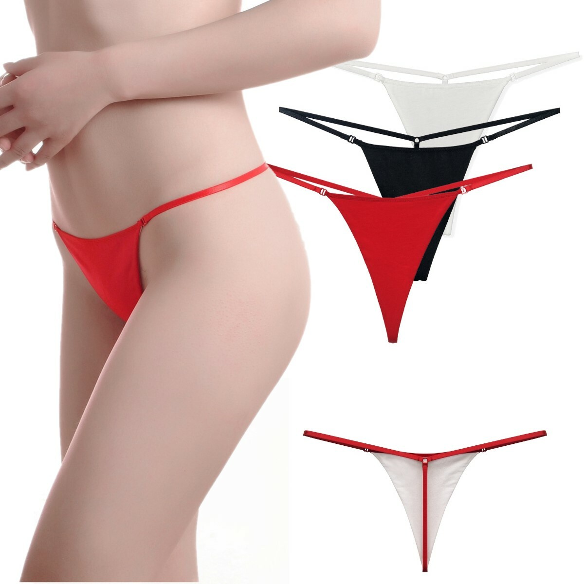 5pack Womens Bikini Thongs Spaghetti Straps Nylon Panties Tangas Micro G-strings