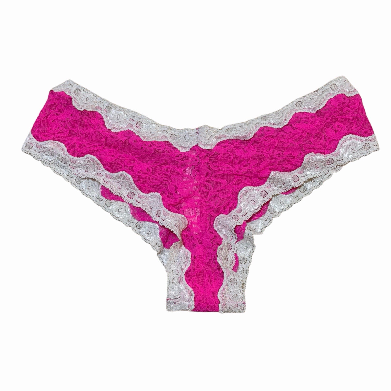 NWT Vintage Victoria’s Secret The Lacie Cheeky Panty L Pink White Lace Y2K