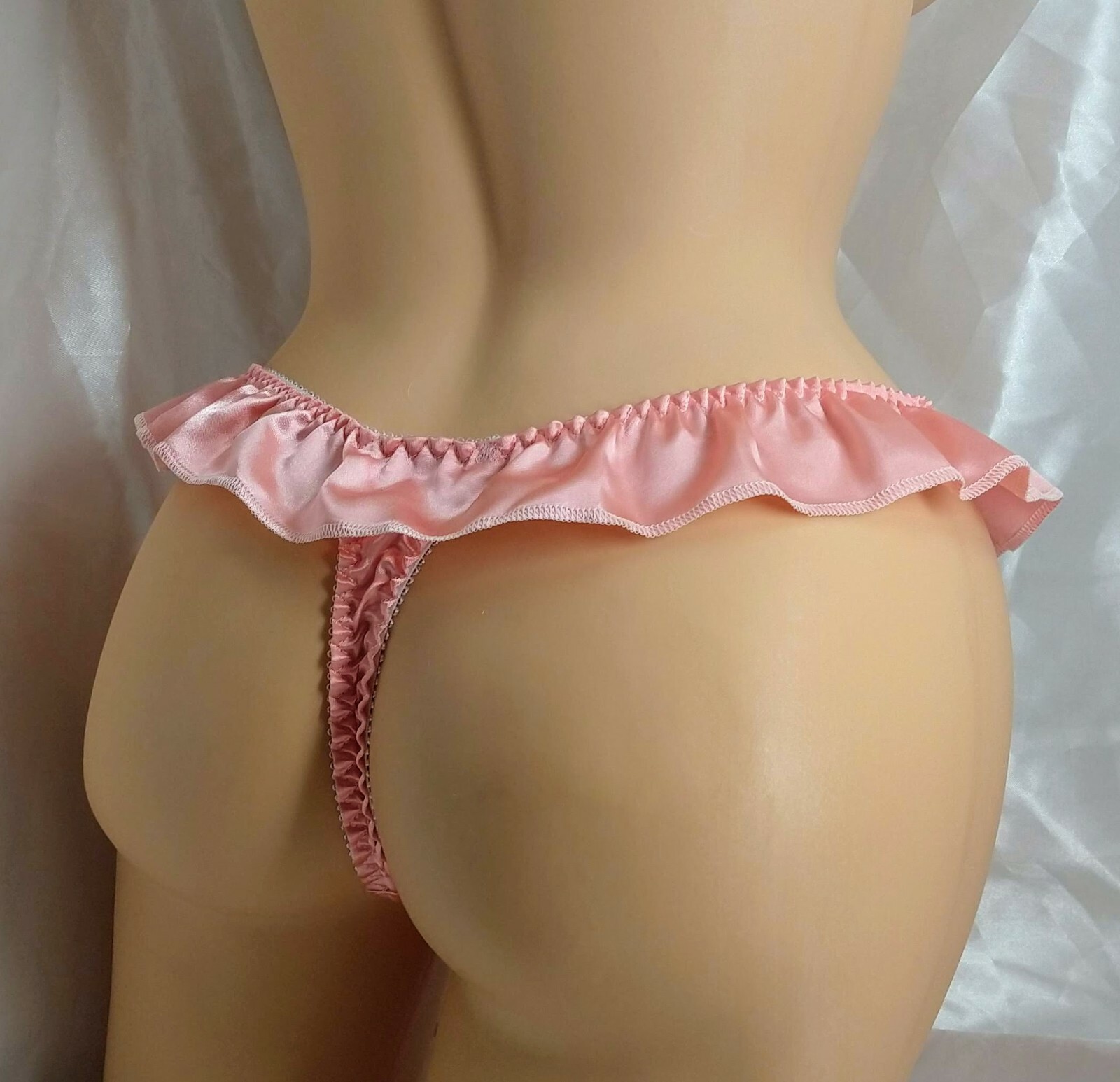 Coral Satin Flutter Thong Panties