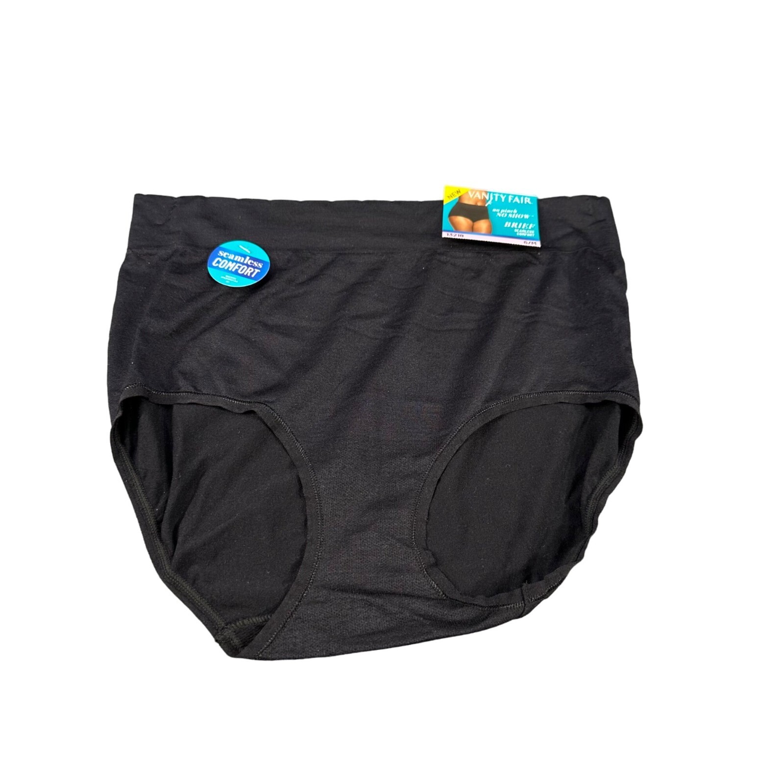 Vanity Fair Women’s Size Medium 6 Panty Brief No Show No Pinch Black New