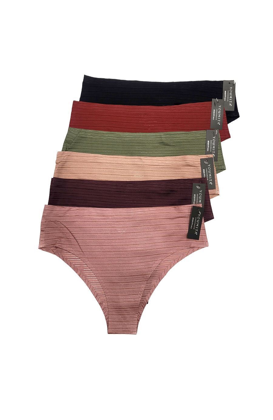 6 Pack Youmita Women’s Invisible No Show Laser Cut Hipster Bikini Panties Size M