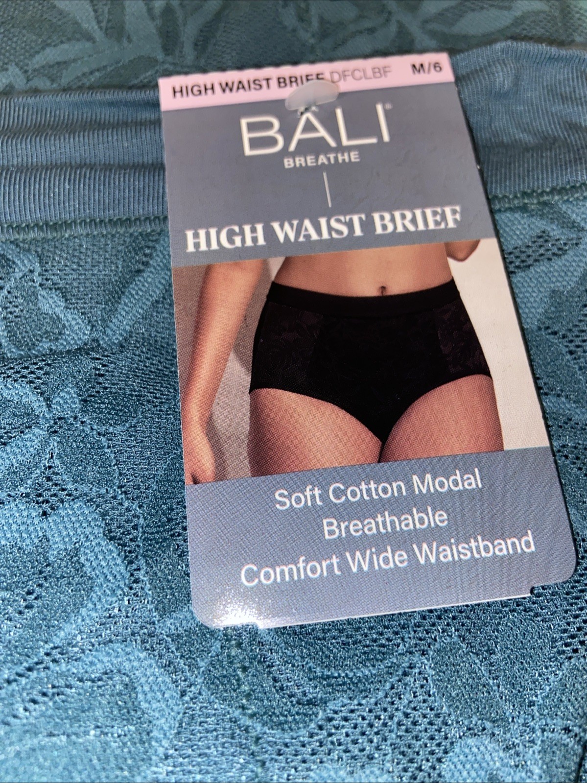 Bali 2 PAIRS ! Green High Waist Lace Front Stretch Brief Panties/ MEDIUM / 6