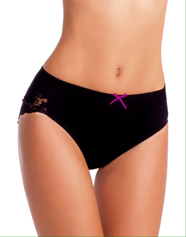 Women Panties,Bikinis”ILUSION” Size 2XL Black Soft W/Floral Fishnet Decoration