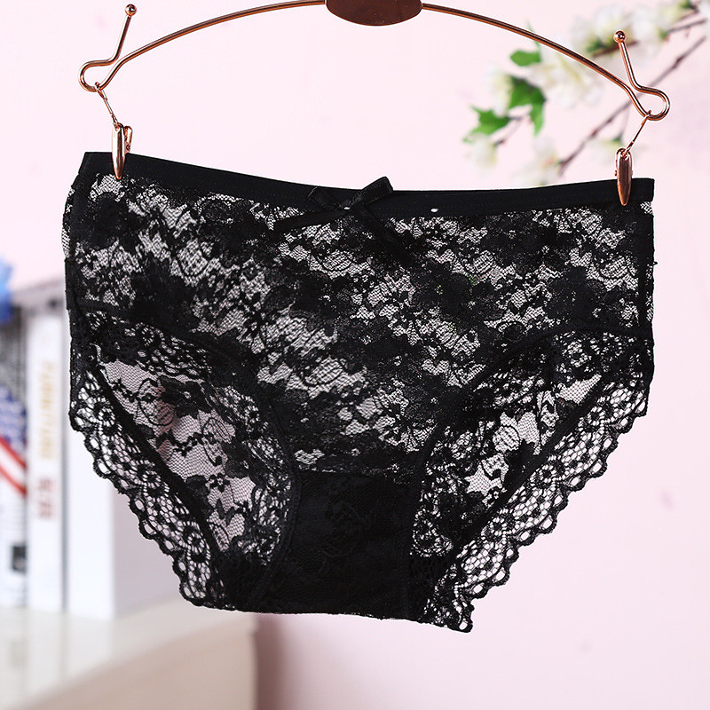 2pcs Sexy Girlie Underwear Lace Hollow Briefs Women Lace Transparent Knickers