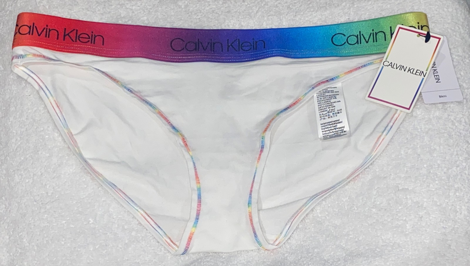 CALVIN KLEIN Modern Cotton Pride White Pink Bikini Panty Women Sz S 5 M 6 QF6539