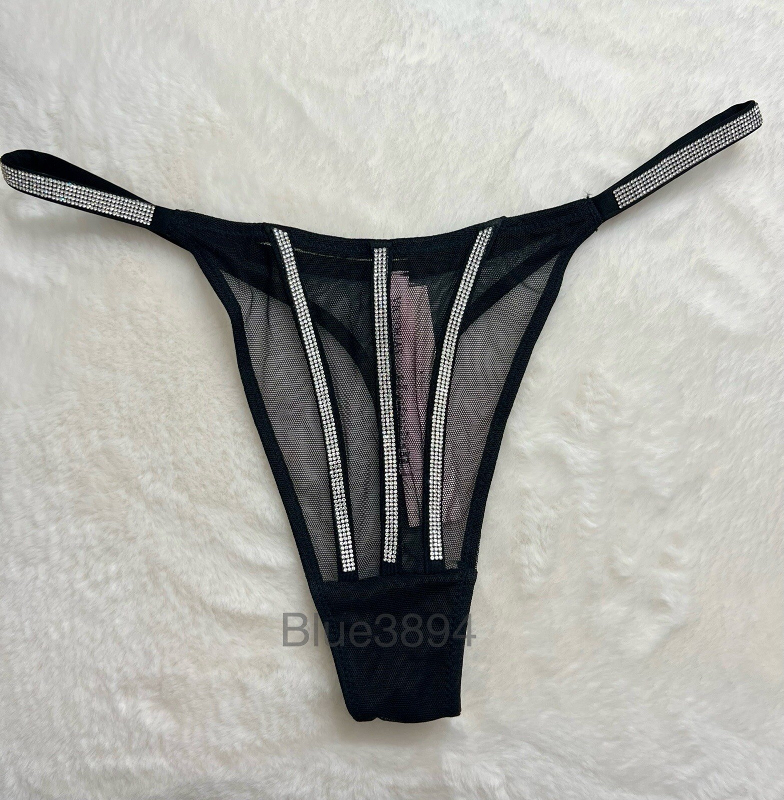 💗Victoria’s Secret Shine Rhinestone Strap Sheer Thong Size Small/Medium/Large