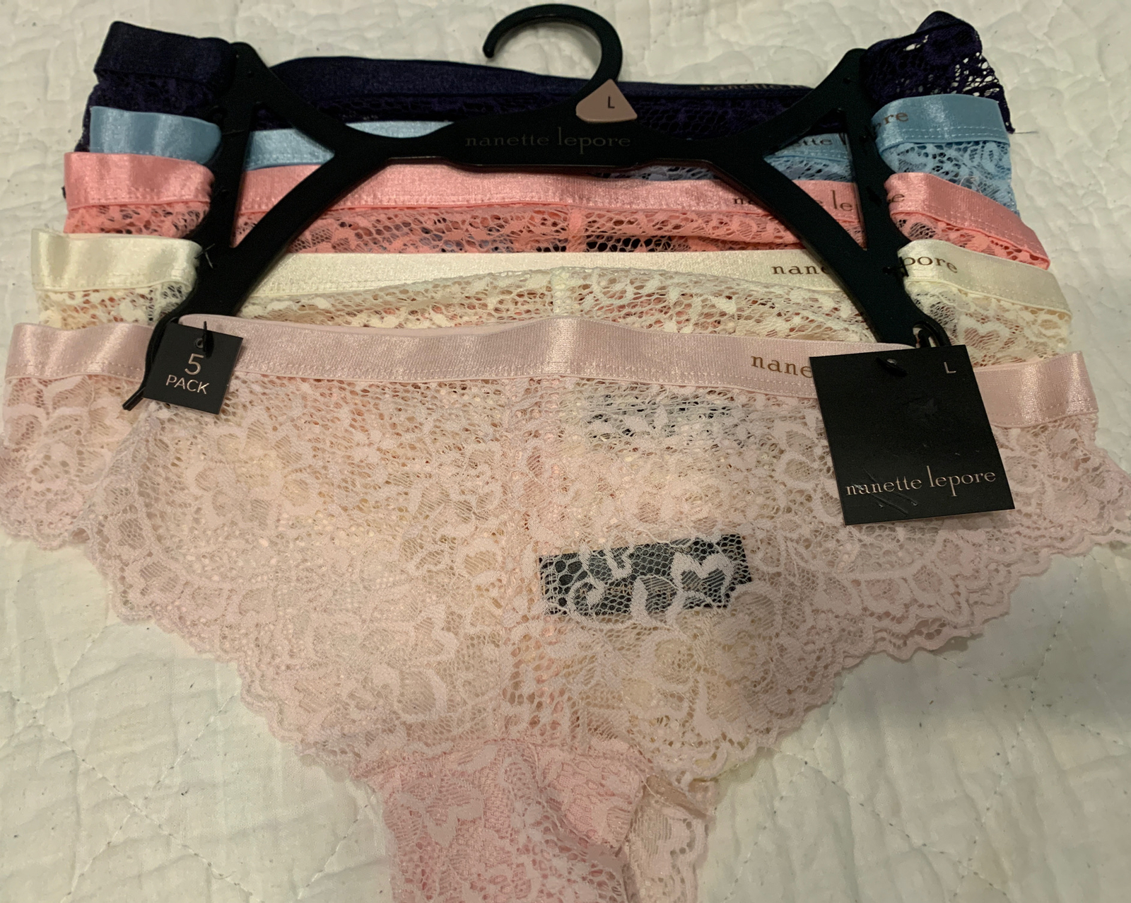 Nanette Lepore 5 Pack Bikini Lace Panties Set Size Large Underwear
