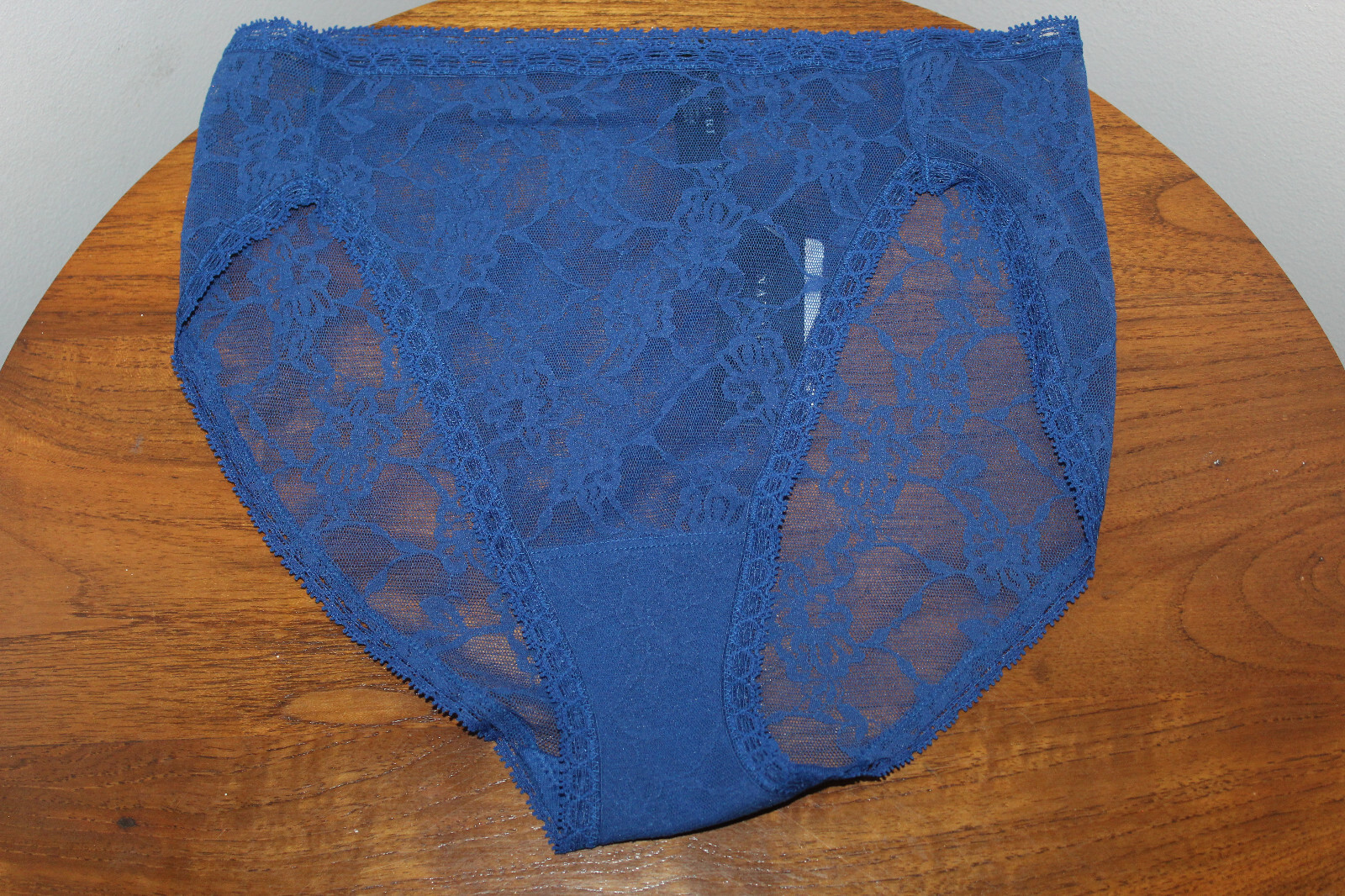 NATORI BLISS ALLURE FRENCH CUT BRIEF EMBROIDERED FLORAL LACE INDIGO BLUE ONE SIZ
